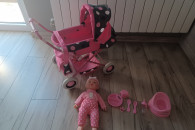 Wózek dla lalek + lalka i akcesoria