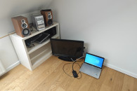 Laptop ASUS+Telewizor Sharp+Wieża stereo JVC