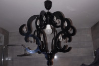 Żyrandol lampa wisząca czarna z kryształkami